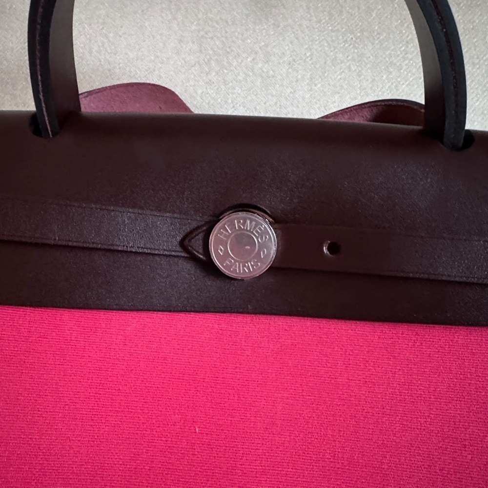 Hermes Herbag Zip 31 Bag Rose Shocking Berline Canvas - Picture 11 of 12